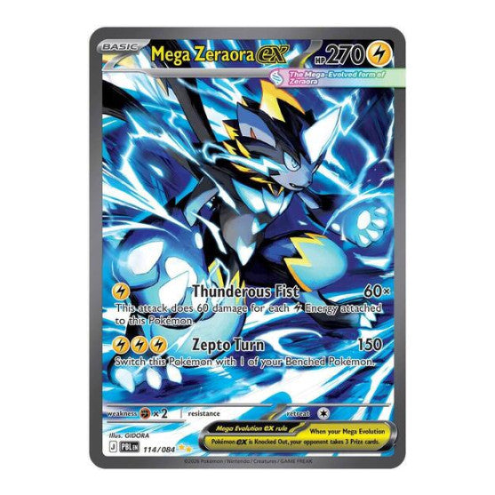 Mega Zeraora ex 114 084 (PBL) #114/084 Special Illustration Rare (Holofoil Near Mint) ME05: Pitch Black Pokemon: 2026