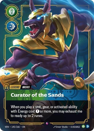 Nasus - Curator of the Sands (VEN) #145/166 Rare (Foil Near Mint) Vendetta Riftbound: League of Legends Trading Card Game: 2026