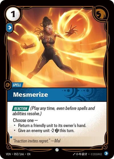 Mesmerize (VEN) #052/166 Common (Near Mint) Vendetta Riftbound: League of Legends Trading Card Game: 2026
