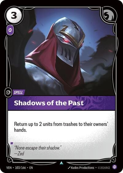 Shadows of the Past (VEN) #103/166 Uncommon (Near Mint) Vendetta Riftbound: League of Legends Trading Card Game: 2026