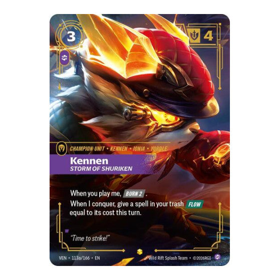 Kennen, Storm of Shuriken (Alternate Art) (VEN) #113a/166 Showcase (Foil Near Mint) Vendetta Riftbound: League of Legends Trading Card Game: 2026