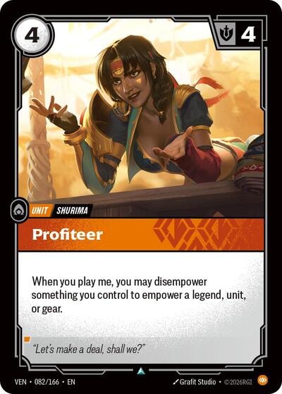 Profiteer (VEN) #082/166 Uncommon (Near Mint) Vendetta Riftbound: League of Legends Trading Card Game: 2026