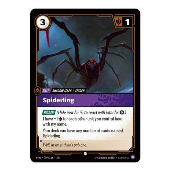 Spiderling (VEN) #097/166 Common (Near Mint) Vendetta Riftbound: League of Legends Trading Card Game: 2026