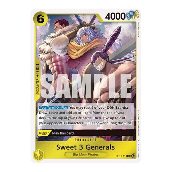 Sweet 3 Generals (OP17) #OP17-114 Rare (Foil Near Mint) The World's Strongest Warriors One Piece Card Game: 2026