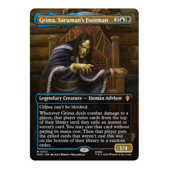 Grima, Saruman's Footman (Borderless) (HOC) #33 Mythic Rare (Foil Near Mint) The Hobbit: Eternal-Legal Magic: The Gathering: 2026