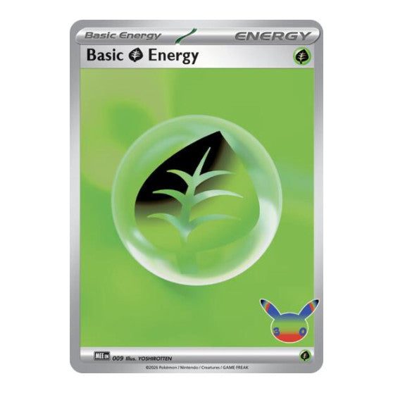 Basic Grass Energy 009 30th Celebration (MEE) #009 Futuristic Rare (Holofoil Near Mint) MEE: Mega Evolution Energies Pokemon: 2025
