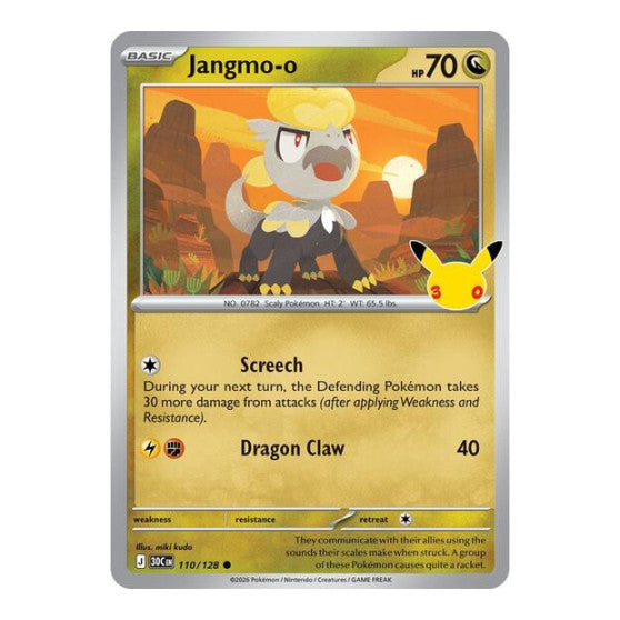 Jangmo-o (30C) #110/128 Common (Holofoil Near Mint) ME: 30th Celebration Pokemon: 2026