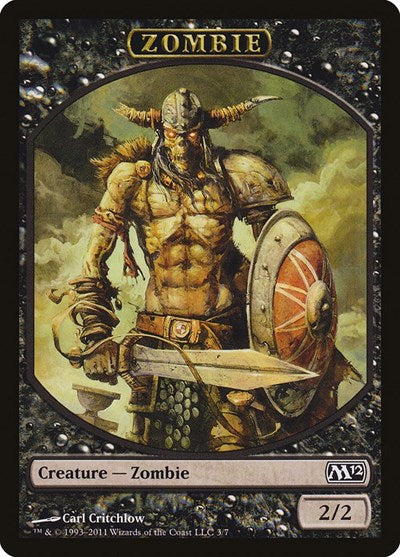 Zombie Token (M12) #3 T (Moderately Played) Magic 2012 (M12) Magic: The Gathering: 2011