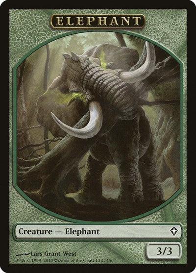 Elephant Token (WWK) #4 T (Moderately Played) Worldwake Magic: The Gathering: 2010