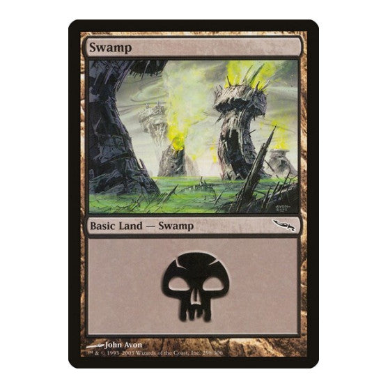 Swamp (298) (MRD) #298 Land (Foil Moderately Played) Mirrodin Magic: The Gathering: 2003