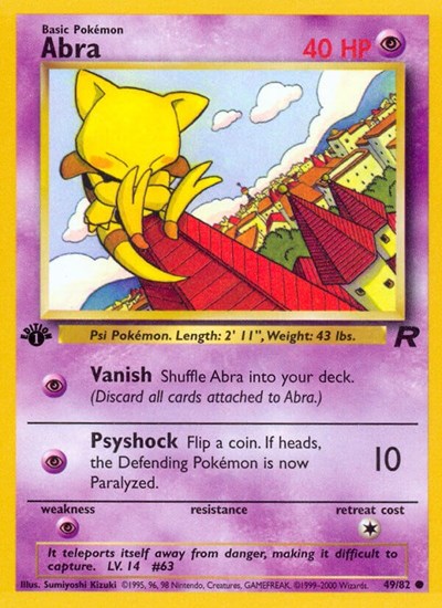 Abra (TR) #49/82 Common (1st Edition Lightly Played) Team Rocket Pokemon: 2000