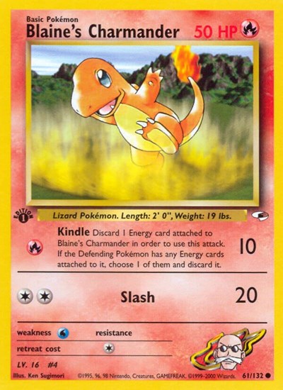 Blaines Charmander (G1) #061/132 Common (Unlimited Lightly Played) Gym Heroes Pokemon: 2000