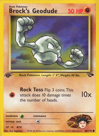 Brock's Geodude (G2) #068/132 Common (Unlimited Lightly Played) Gym Challenge Pokemon: 2000