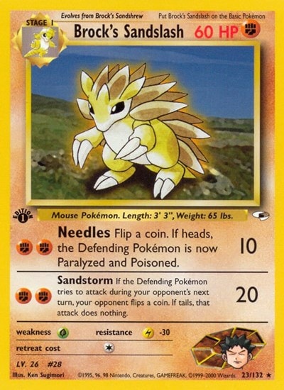 Brock's Sandslash (G1) #023/132 Rare (Unlimited Moderately Played) Gym Heroes Pokemon: 2000