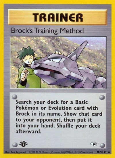 Brock's Training Method (G1) #106/132 Uncommon (1st Edition Heavily Played) Gym Heroes Pokemon: 2000