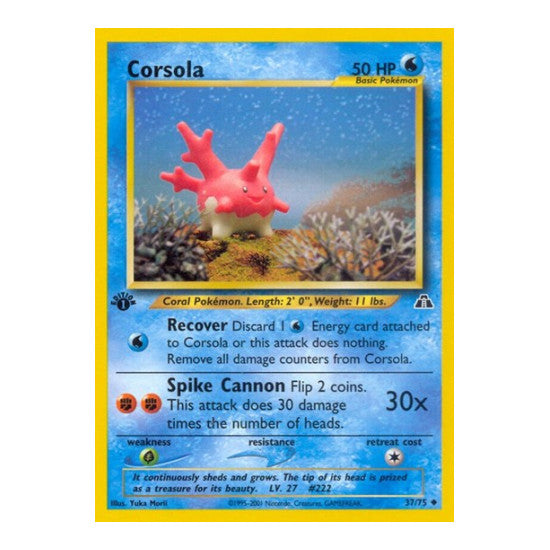 Corsola (N2) #37/75 Uncommon (Unlimited Damaged) Neo Discovery Pokemon: 2001