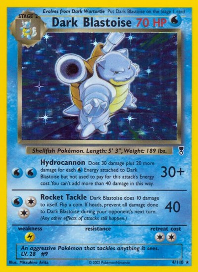 Dark Blastoise (LC) #004/110 Holo Rare (Holofoil Heavily Played) Legendary Collection Pokemon: 2002