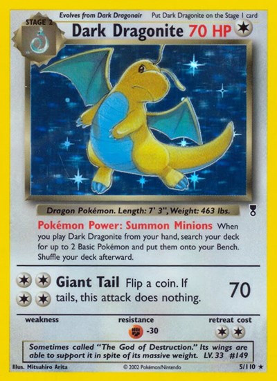 Dark Dragonite (LC) #005/110 Holo Rare (Holofoil Damaged) Legendary Collection Pokemon: 2002
