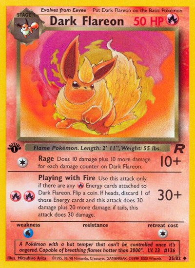 Dark Flareon (TR) #35/82 Uncommon (Unlimited Moderately Played) Team Rocket Pokemon: 2000