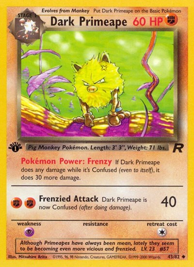 Dark Primeape (TR) #43/82 Uncommon Team Rocket Pokemon: 2000