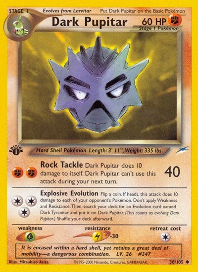 Dark Pupitar (N4) #038/105 Uncommon (1st Edition Lightly Played) Neo Destiny Pokemon: 2002