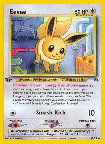 Eevee (N2) #38/75 Uncommon (Unlimited Heavily Played) Neo Discovery Pokemon: 2001