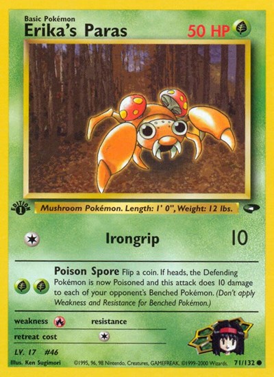 Erika's Paras (G2) #071/132 Common (Unlimited Lightly Played) Gym Challenge Pokemon: 2000