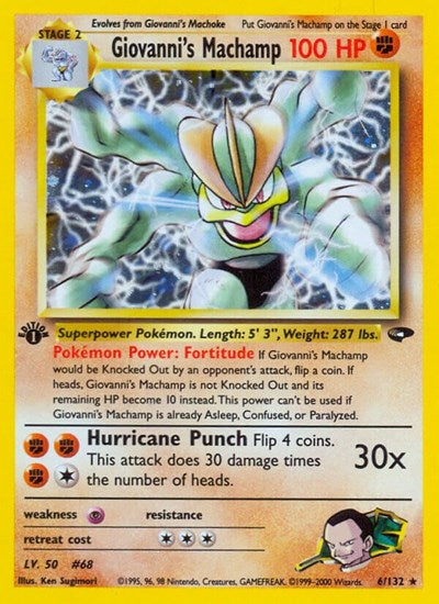 Giovanni's Machamp (G2) #006/132 Holo Rare (Unlimited Holofoil Damaged) Gym Challenge Pokemon: 2000