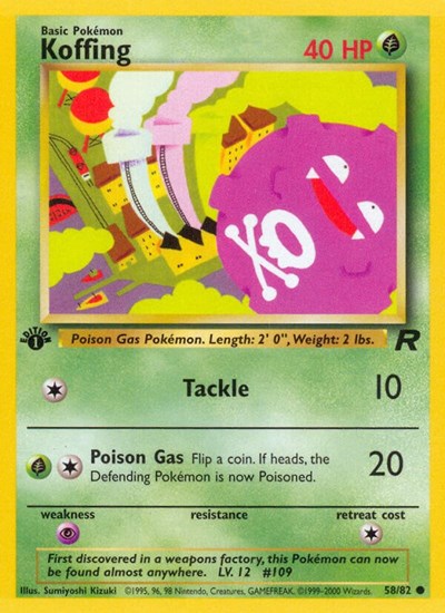 Koffing (TR) #58/82 Common (1st Edition Lightly Played) Team Rocket Pokemon: 2000
