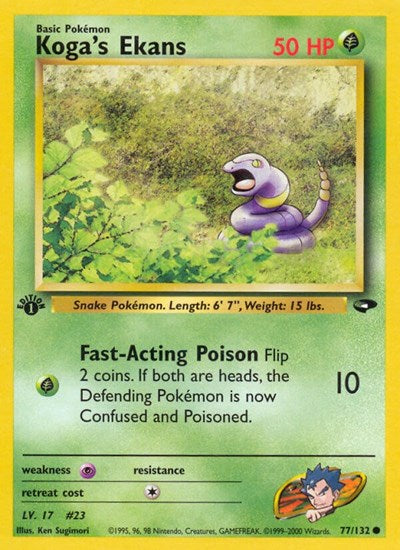 Koga's Ekans (G2) #077/132 Common (1st Edition Lightly Played) Gym Challenge Pokemon: 2000