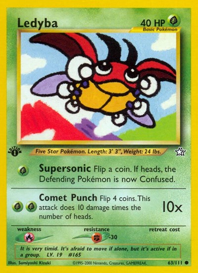 Ledyba (N1) #063/111 Common (Unlimited Lightly Played) Neo Genesis Pokemon: 2000