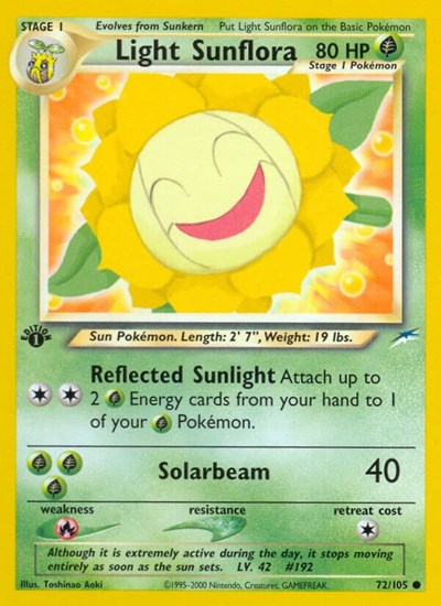 Light Sunflora (N4) #072/105 Common (1st Edition Near Mint) Neo Destiny Pokemon: 2002