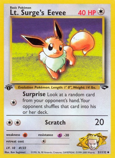 Lt. Surge's Eevee (G2) #051/132 Uncommon (Unlimited Lightly Played) Gym Challenge Pokemon: 2000
