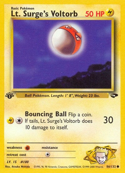 Lt. Surge's Voltorb (G2) #086/132 Common (Unlimited Moderately Played) Gym Challenge Pokemon: 2000