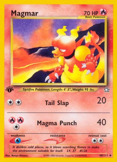 Magmar (N1) #040/111 Uncommon (Unlimited Lightly Played) Neo Genesis Pokemon: 2000
