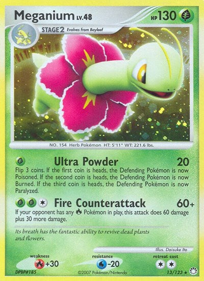Meganium (MT) #13/123 Holo Rare (Holofoil Damaged) Mysterious Treasures Pokemon: 2007