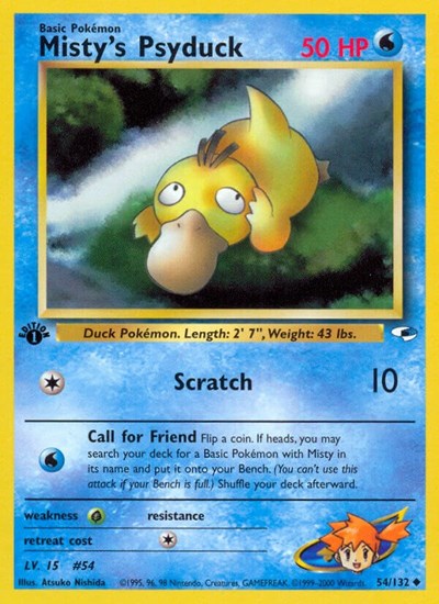 Mistys Psyduck (G1) #054/132 Uncommon (Unlimited Lightly Played) Gym Heroes Pokemon: 2000