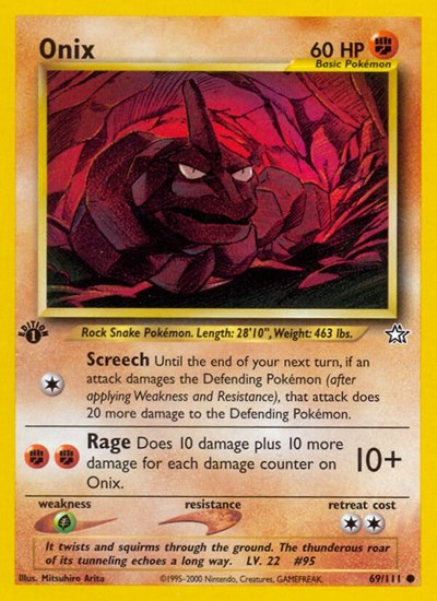 Onix (N1) #069/111 Common (Unlimited Lightly Played) Neo Genesis Pokemon: 2000