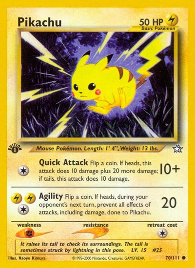 Pikachu (N1) #070/111 Common Neo Genesis Pokemon: 2000