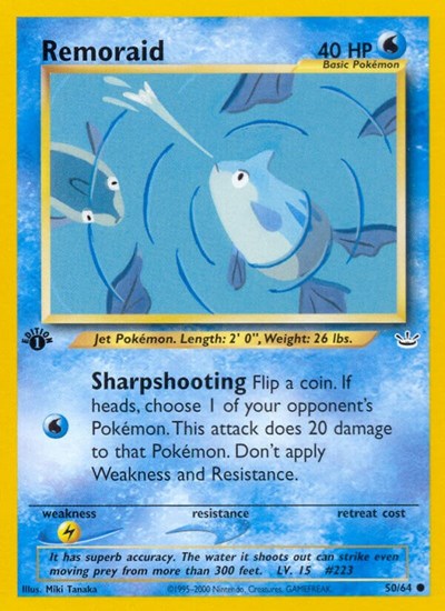 Remoraid (N3) #50/64 Common (1st Edition Damaged) Neo Revelation Pokemon: 2001