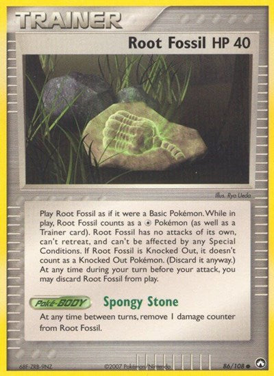 Root Fossil (PK) #86/108 Common (Reverse Holofoil Moderately Played) Power Keepers Pokemon: 2007