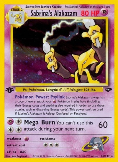 Sabrina's Alakazam (G2) #016/132 Holo Rare (Unlimited Holofoil Damaged) Gym Challenge Pokemon: 2000