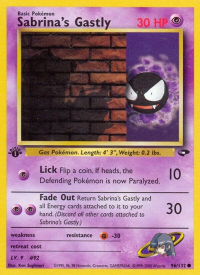Sabrina's Gastly (96) (G2) #096/132 Common (Unlimited Lightly Played) Gym Challenge Pokemon: 2000