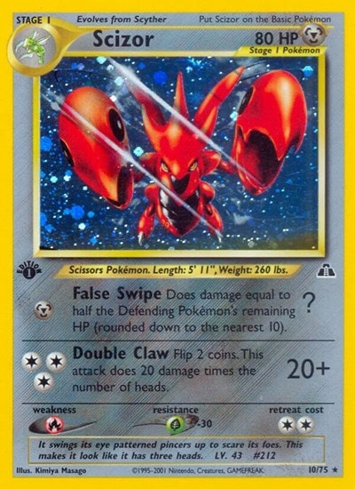 Scizor (10) (N2) #10/75 Holo Rare Neo Discovery Pokemon: 2001