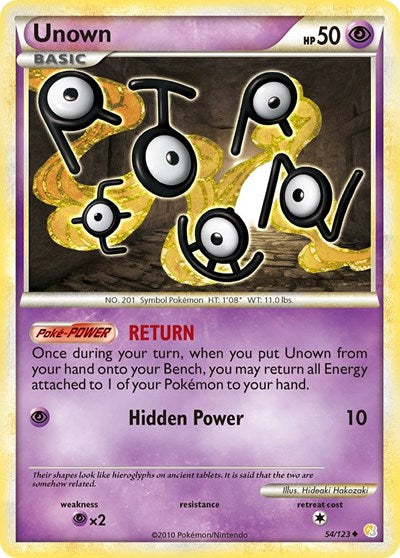 Unown 54 (HS) #54/123 Uncommon (Reverse Holofoil Moderately Played) HeartGold SoulSilver Pokemon: 2010