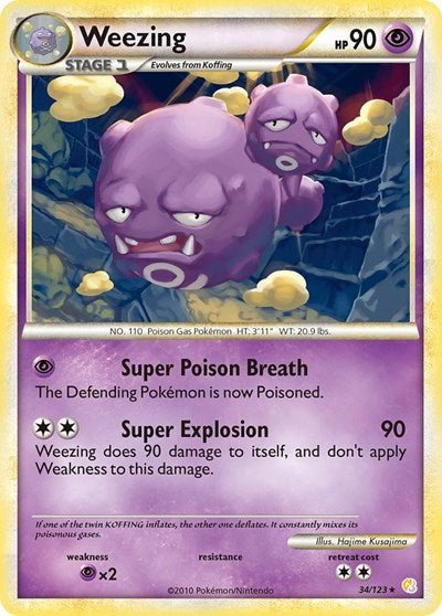 Weezing (HS) #34/123 Rare (Reverse Holofoil Moderately Played) HeartGold SoulSilver Pokemon: 2010