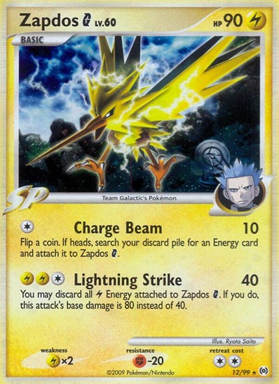 Zapdos G (AR) #12/99 Holo Rare Arceus Pokemon: 2009