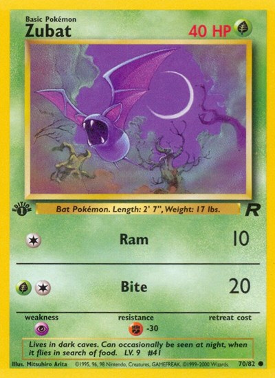 Zubat (TR) #70/82 Common (1st Edition Lightly Played) Team Rocket Pokemon: 2000