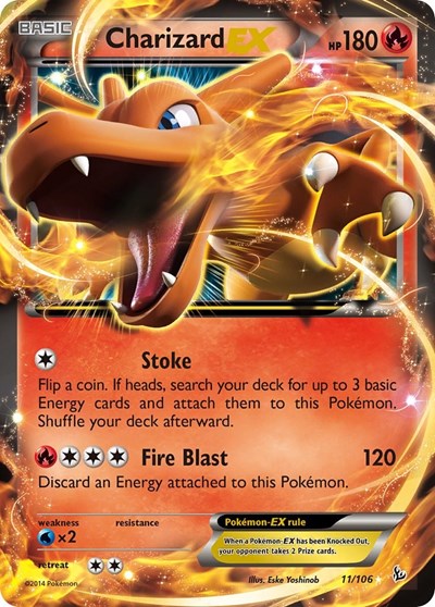 Charizard EX 11 (FLF) #11/106 Ultra Rare (Holofoil Damaged) XY - Flashfire Pokemon: 2014