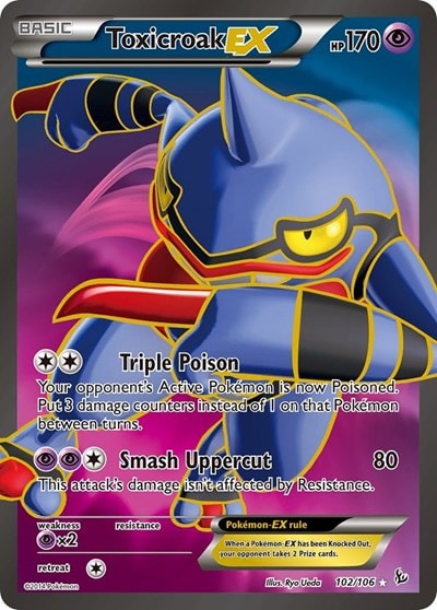 Toxicroak EX (102 Full Art) (FLF) #102/106 Ultra Rare XY - Flashfire Pokemon: 2014